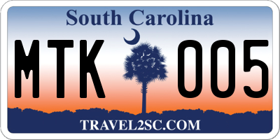 SC license plate MTK005