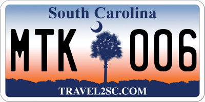 SC license plate MTK006