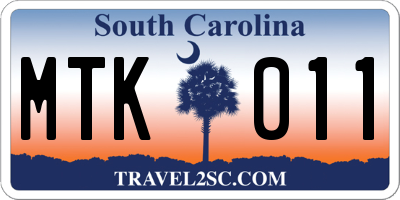 SC license plate MTK011