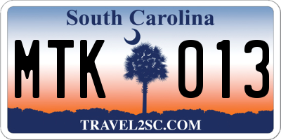 SC license plate MTK013