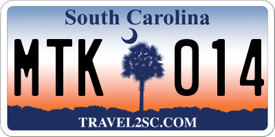 SC license plate MTK014