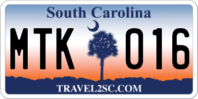 SC license plate MTK016