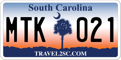 SC license plate MTK021