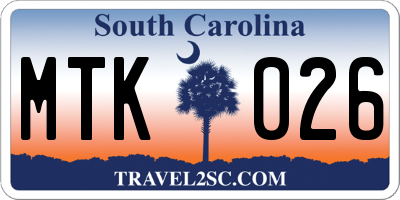 SC license plate MTK026