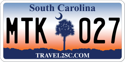 SC license plate MTK027