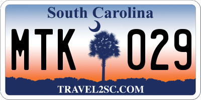 SC license plate MTK029
