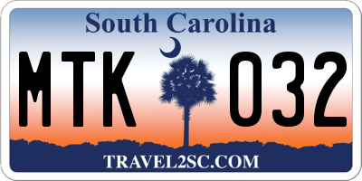 SC license plate MTK032