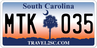SC license plate MTK035