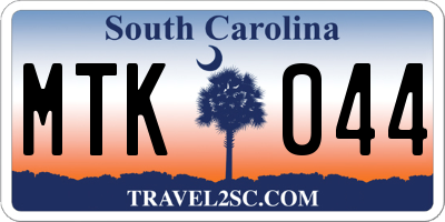 SC license plate MTK044