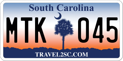 SC license plate MTK045