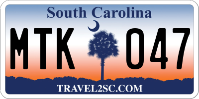 SC license plate MTK047