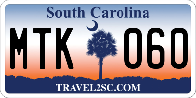 SC license plate MTK060