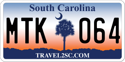 SC license plate MTK064
