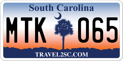 SC license plate MTK065