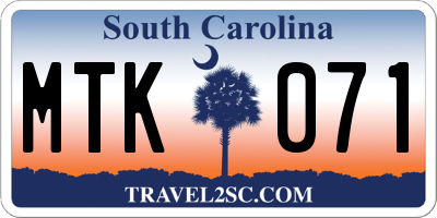 SC license plate MTK071