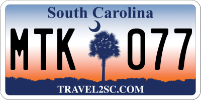 SC license plate MTK077