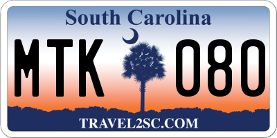 SC license plate MTK080