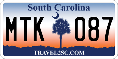 SC license plate MTK087