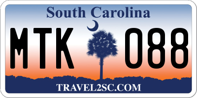 SC license plate MTK088