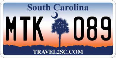 SC license plate MTK089