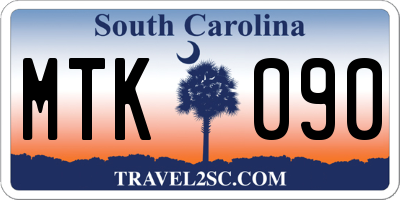 SC license plate MTK090
