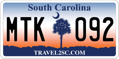 SC license plate MTK092