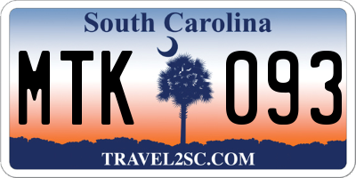 SC license plate MTK093