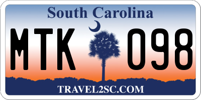 SC license plate MTK098