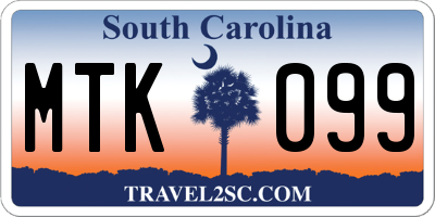 SC license plate MTK099