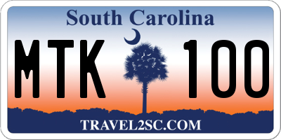 SC license plate MTK100