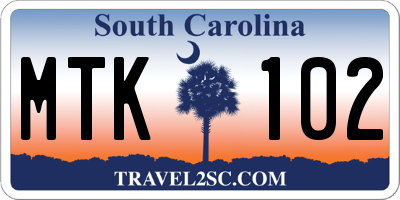 SC license plate MTK102