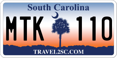 SC license plate MTK110