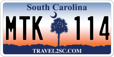SC license plate MTK114
