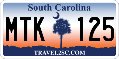 SC license plate MTK125