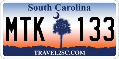 SC license plate MTK133