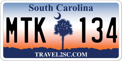 SC license plate MTK134