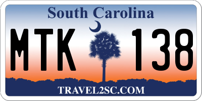 SC license plate MTK138