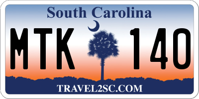 SC license plate MTK140