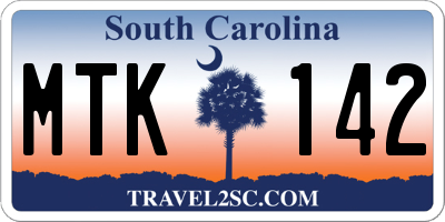 SC license plate MTK142