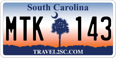 SC license plate MTK143