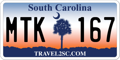 SC license plate MTK167