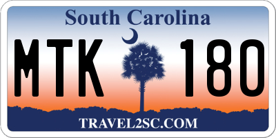 SC license plate MTK180