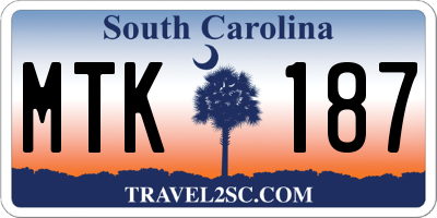 SC license plate MTK187