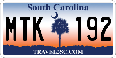 SC license plate MTK192