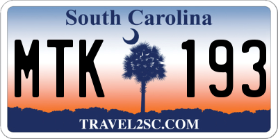 SC license plate MTK193
