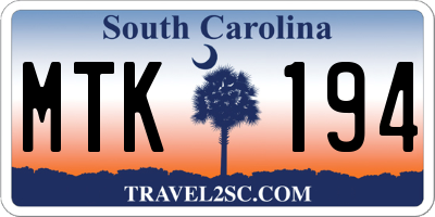 SC license plate MTK194