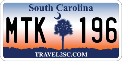 SC license plate MTK196