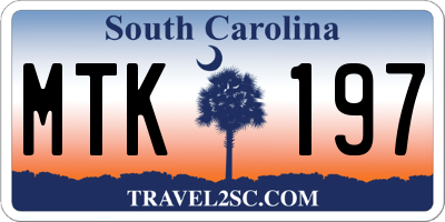 SC license plate MTK197