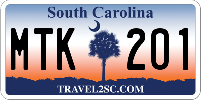 SC license plate MTK201