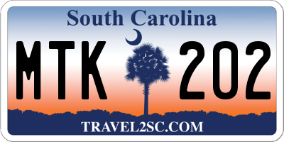 SC license plate MTK202